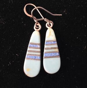 Handmade Inlay Multi-Color Earrings Set In Sterling Silver